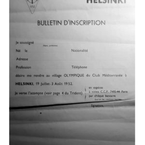 Le bulletin d'inscription au séjour à Helsinki - Archive Collierbar